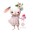 استیکر دیواری مینوی گالری مدل Rabbit little girl