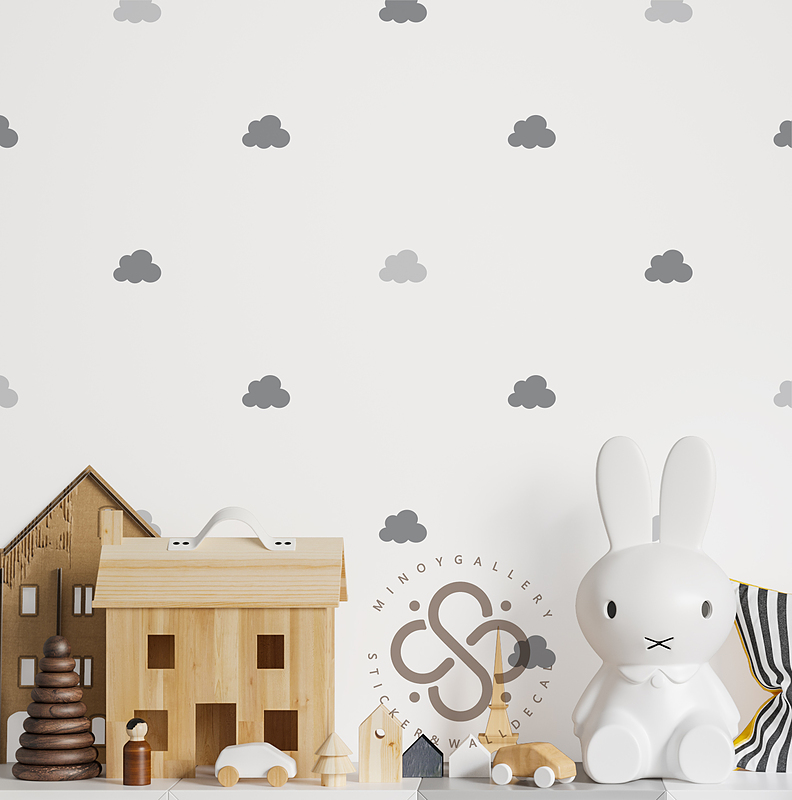 استیکر دیواری مینوی گالری مدل Regular cloud pattern