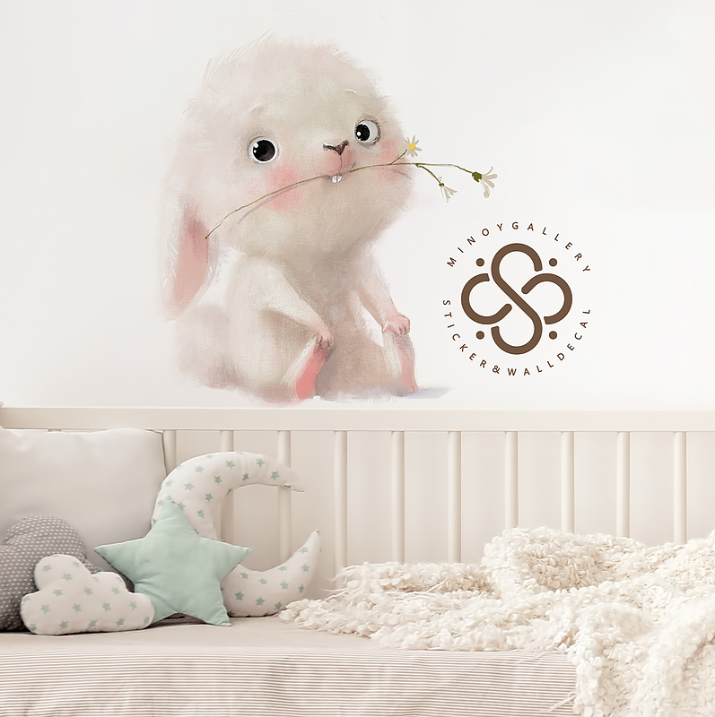 استیکر دیواری مینوی گالری مدل Cute rabbit 1