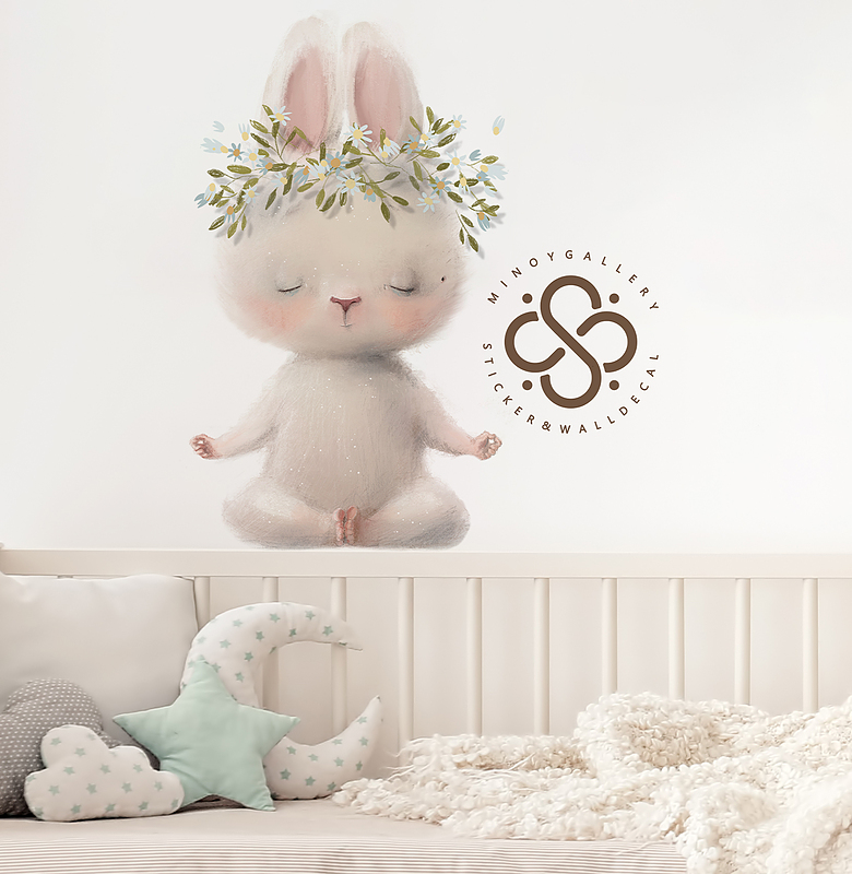 استیکر دیواری مینوی گالری مدل Cute rabbit 2