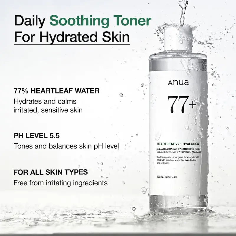 تونر آرامش بخش کره ای Anua Heartleaf 77% Soothing Toner