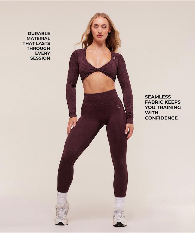 نیم تنه ورزشی زنانه جیم شارک مدل Adapt Animal Long Sleeve Crop Top رنگ Cherry Purple/Reset Pink