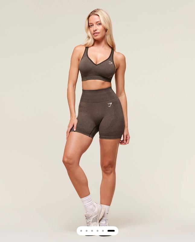 شورت ورزشی زنانه جیم شارک مدل Vital Seamless Shorts رنگ Espresso Marl