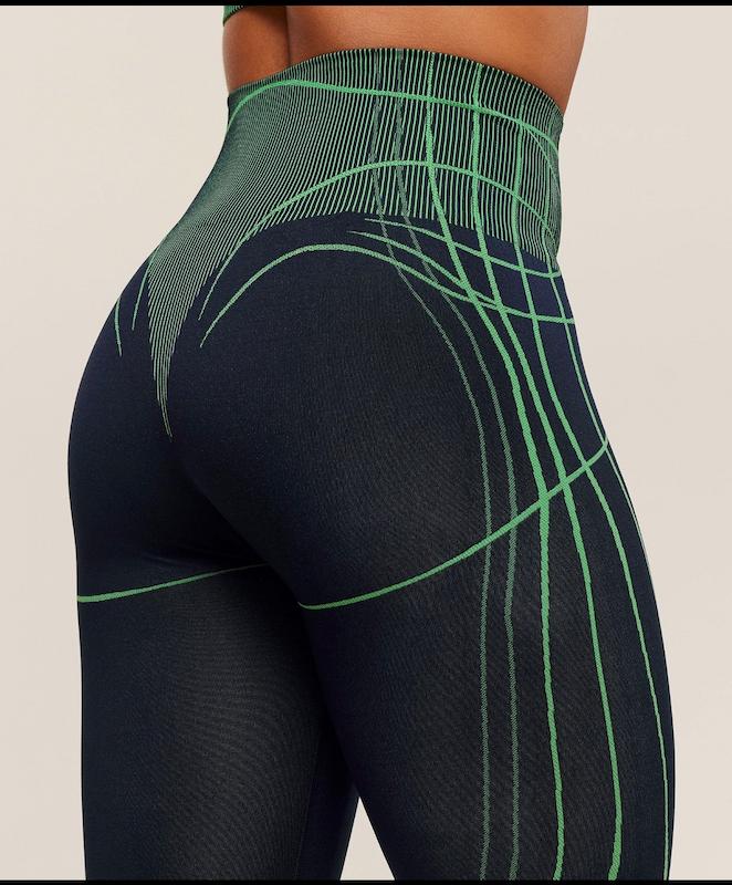 لگ ورزشی زنانه جیم شارک مدل Apex Seamless Leggings رنگ Heavy Blue / Active Green