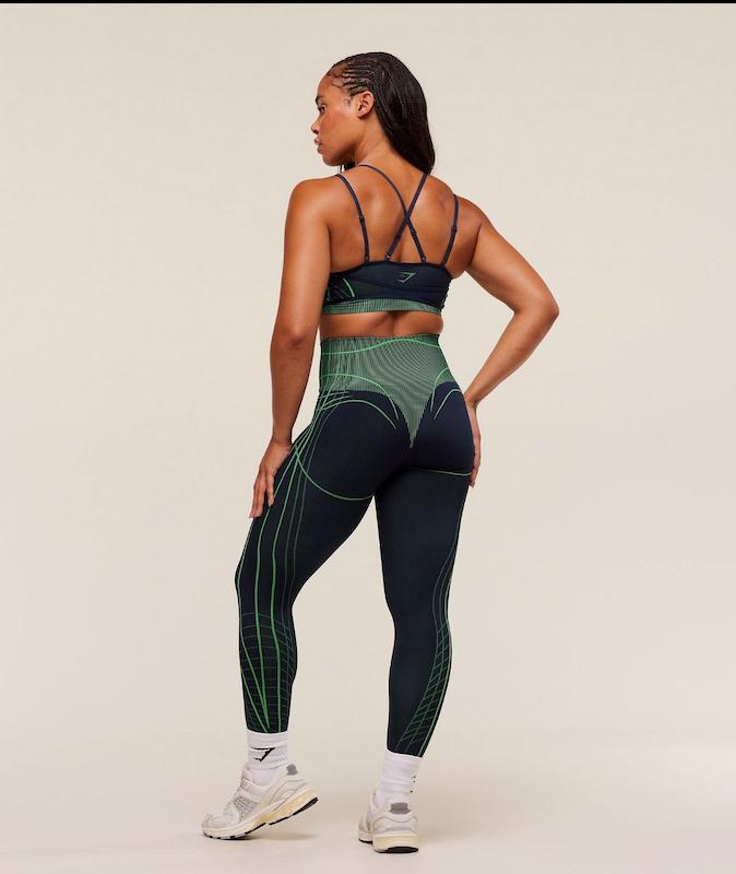 لگ ورزشی زنانه جیم شارک مدل Apex Seamless Leggings رنگ Heavy Blue / Active Green