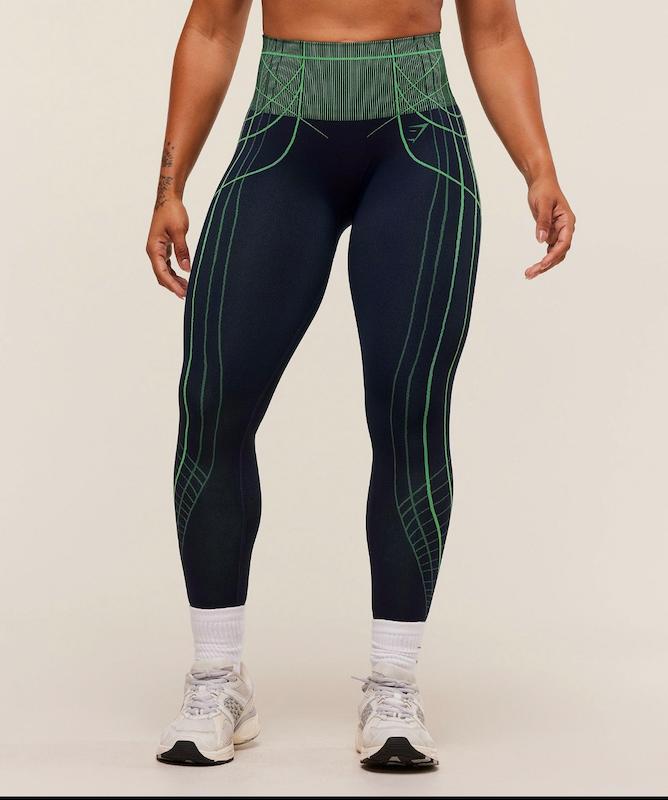 لگ ورزشی زنانه جیم شارک مدل Apex Seamless Leggings رنگ Heavy Blue / Active Green