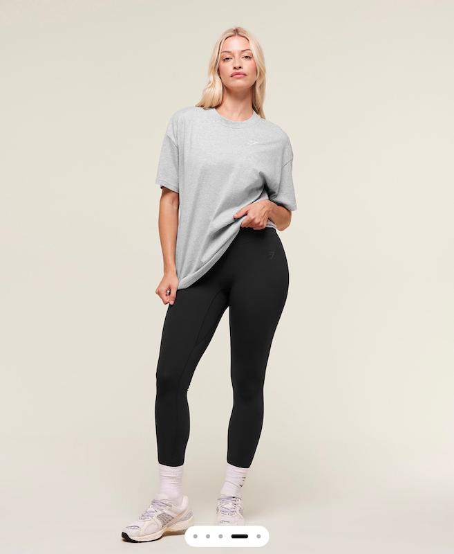 Training Oversized T-Shirt – Light Grey Marl تيشرت خاكستري جيم شارك