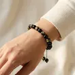 دستبند مهره گرد آبسیدین طلایی