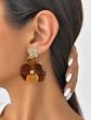 گوشواره گل رزینی قهوه ای