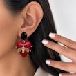 گوشواره آویزی قلب قرمز زنبوری