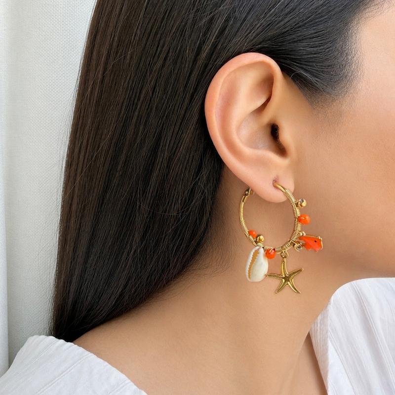 گوشواره ساحل و دریا نارنجی