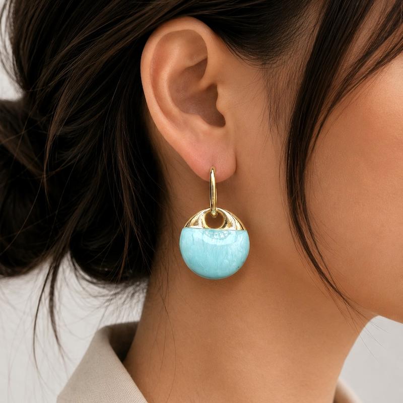 گوشواره آویز دایره‌ای آبی ملایم