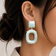    گوشواره حلقه مستطیلی آبی ملایم