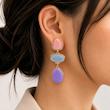 گوشواره آویزی صورتی بنفش آبی