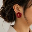 گوشواره تک گل قرمز