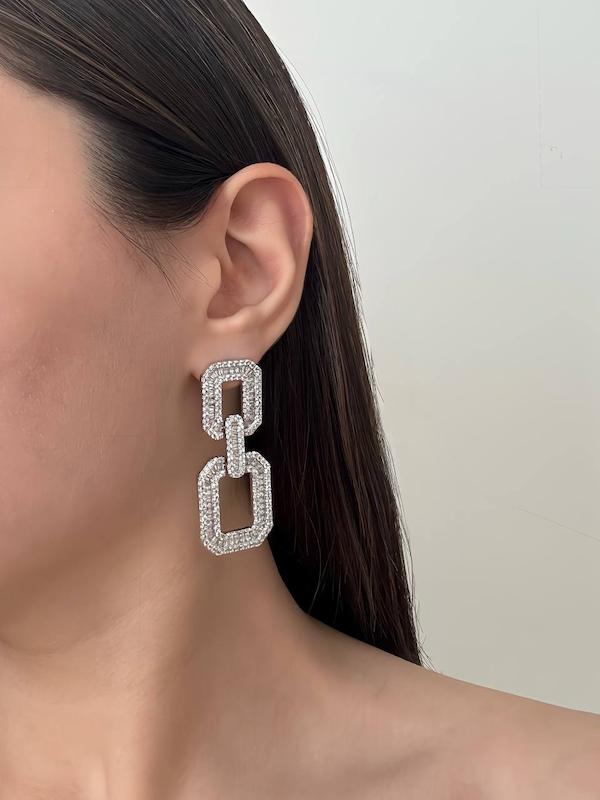 گوشواره جواهری مربعی