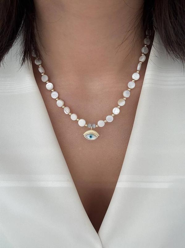 گردنبند صدف طبیعی چشم نظر 