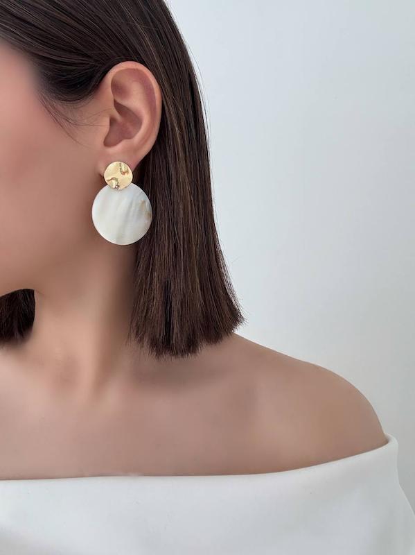 گوشواره صدف طبیعی دایره 