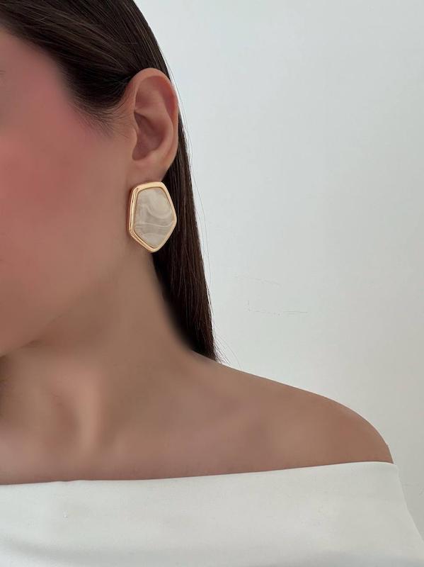 گوشواره ‌سنگی صدفی لوزی