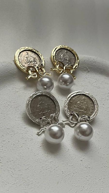 گوشواره سکه پهلوی پاپیونی