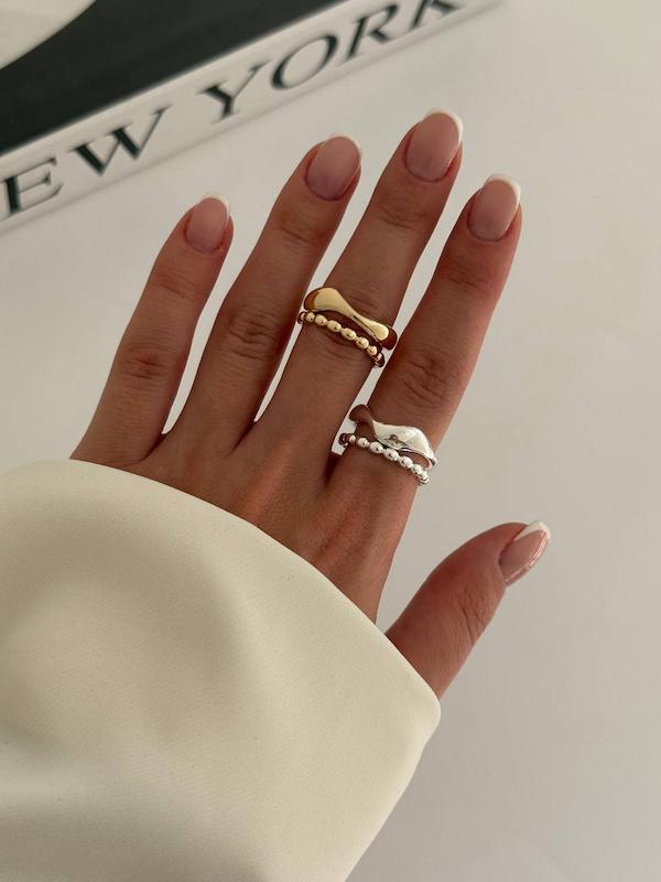 انگشتر ۲ لاین پیچ و نقطه