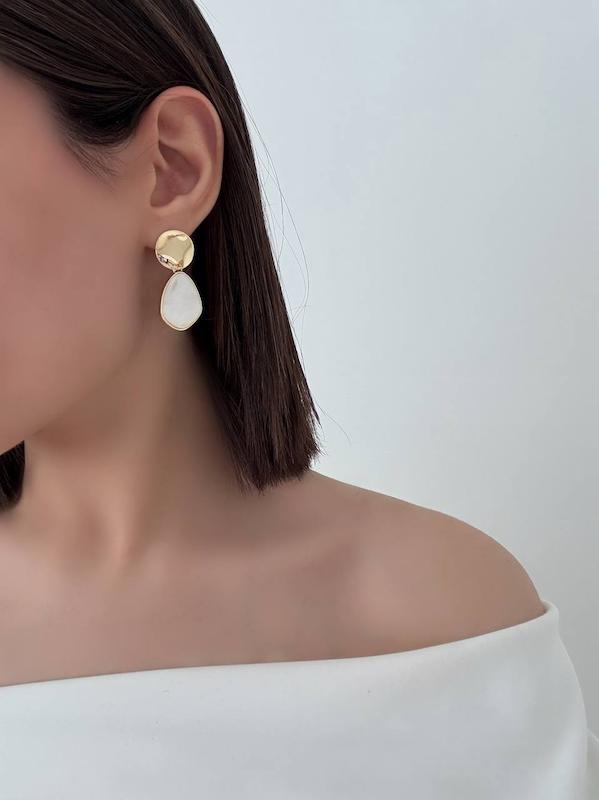 گوشواره صدف طبیعی بیضی