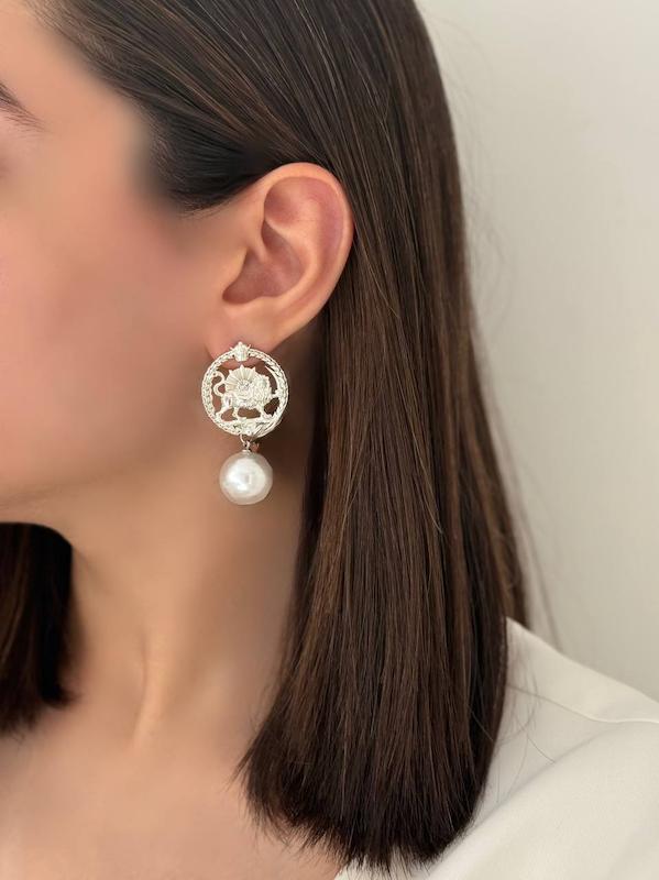 گوشواره سکه پهلوی مروارید دار