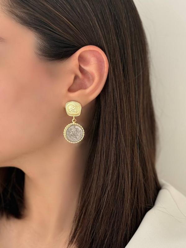 گوشواره سکه پهلوی گرد آویز