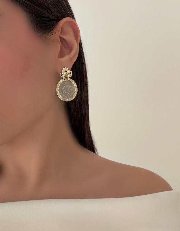 گوشواره شیر و خورشید تاج دار 