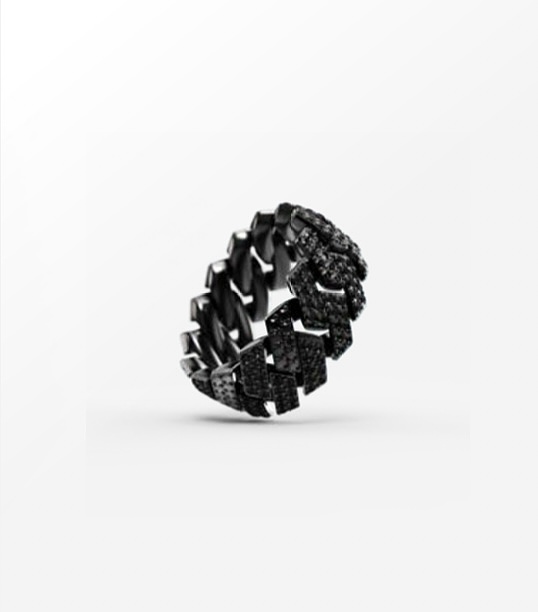 CUBAN ICED RING - BLACK