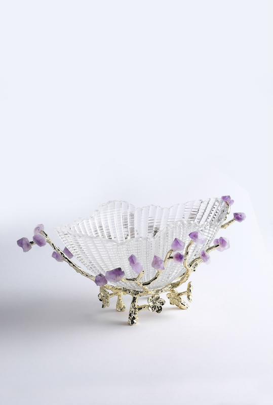 ظرف ميوه خوري كريستال با سنگ آميتيس