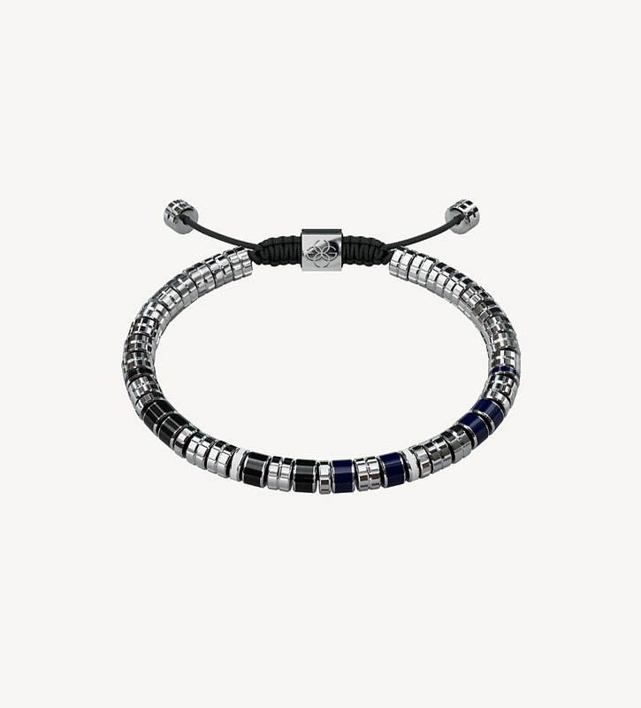 Bracelet EV Silver Blue & Black دستبند نقره ای- آبی و مشکی