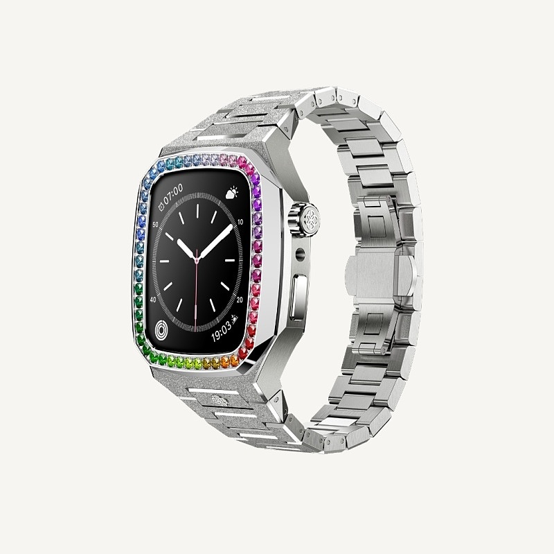 قاب اپل واچ Apple Watch Case - EVF - RAINBOW Frosted Silver 