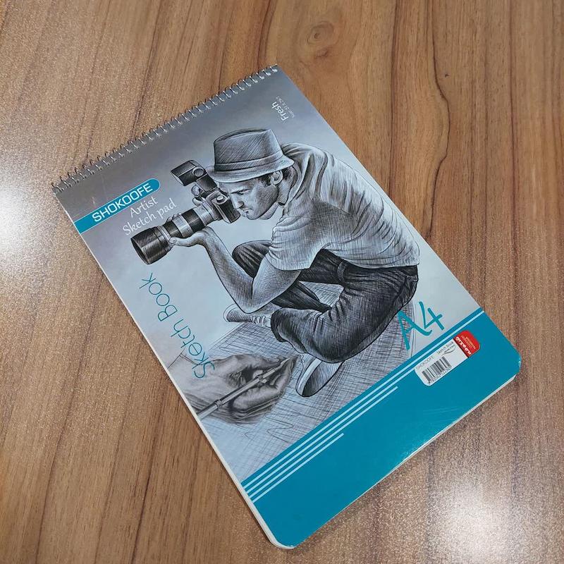 دفتر طراحی حرفه ای 50 برگ شکوفه - سایز A4 - سیمی- کاغذ 127 گرم پارس (ضخیم)-کپی