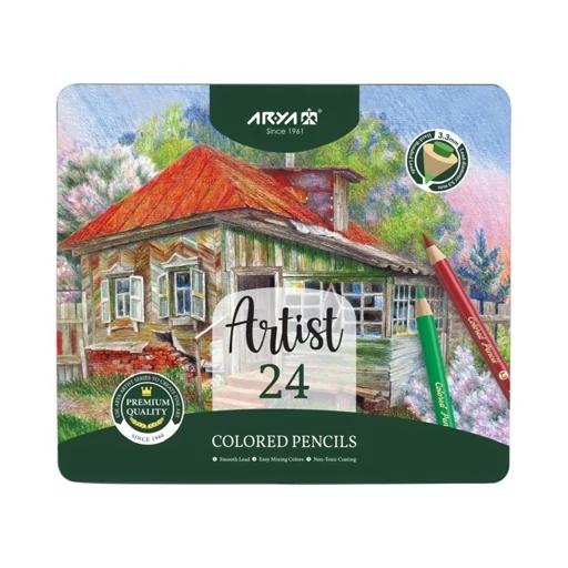 مدادرنگی 24 رنگ - جعبه فلزی - آریا آرتیست کد 3902