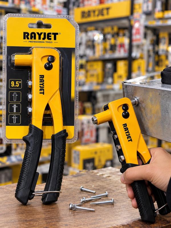 انبر پرچ رایجت | سایز ۹.۵ اینچ 🔧  ⭐ کیفیت عالی و مناسب استفاده‌های کارگاهی و خانگی 🛠️ مناسب برای پرچ‌کاری و اتصال قطعات 💪 دسته‌های ارگونومیک با روکش ضدلغزش 🔩 دارای سری‌های مختلف برای کاربردهای متنوع 📦 ارائه در بسته‌بندی اورجینال RAYJET