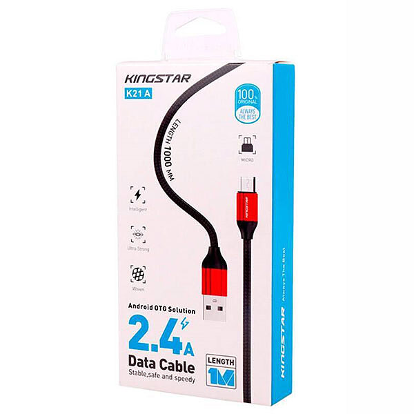 کابل تبدیل USB به microUSB کینگ استار مدل K21 A طول 1متر (گارانتی متین)