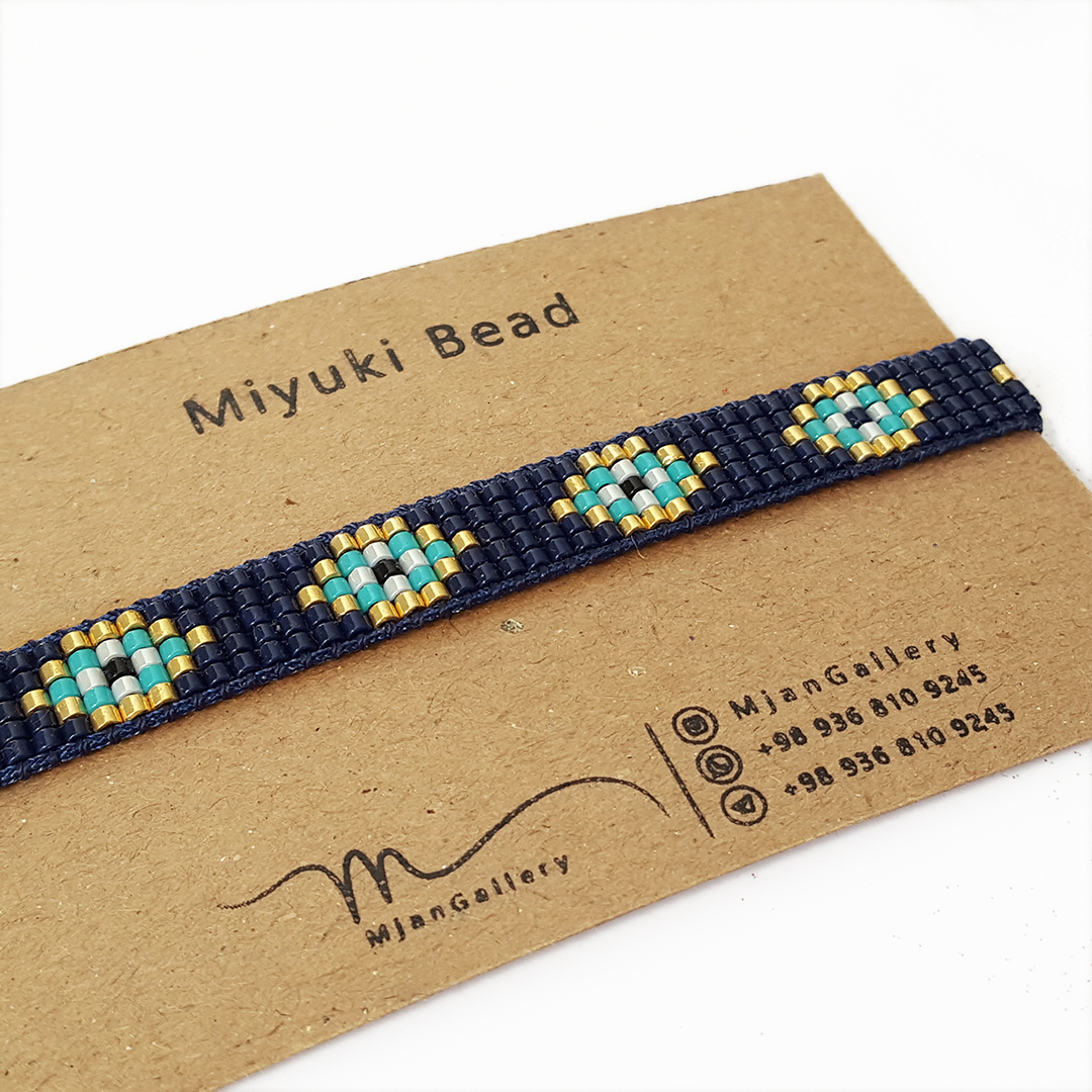 M0129 _ دستبند سرمه ای چشم 5 رج ( منجوق میوکی ) 