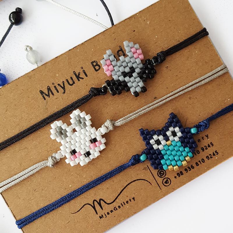 M0139 _ دستبند مینی (کیتی، فرشته، خرگوش، خفاش، جغد، میکی موس، سگ، روباه و مرد عنکبوتی) ( منجوق میوکی )