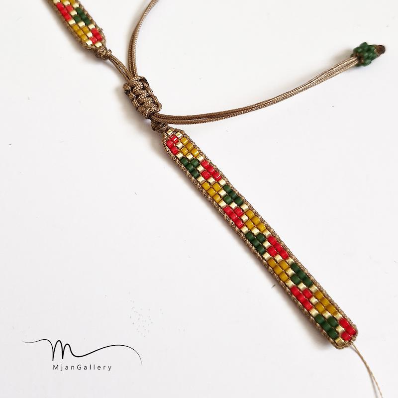 M0149 _ دستبندهای باریک نیمه آماده، آبی سبز مشکی سرمه ای طوسی ( منجوق میوکی ) 3رج 3 رج سه
