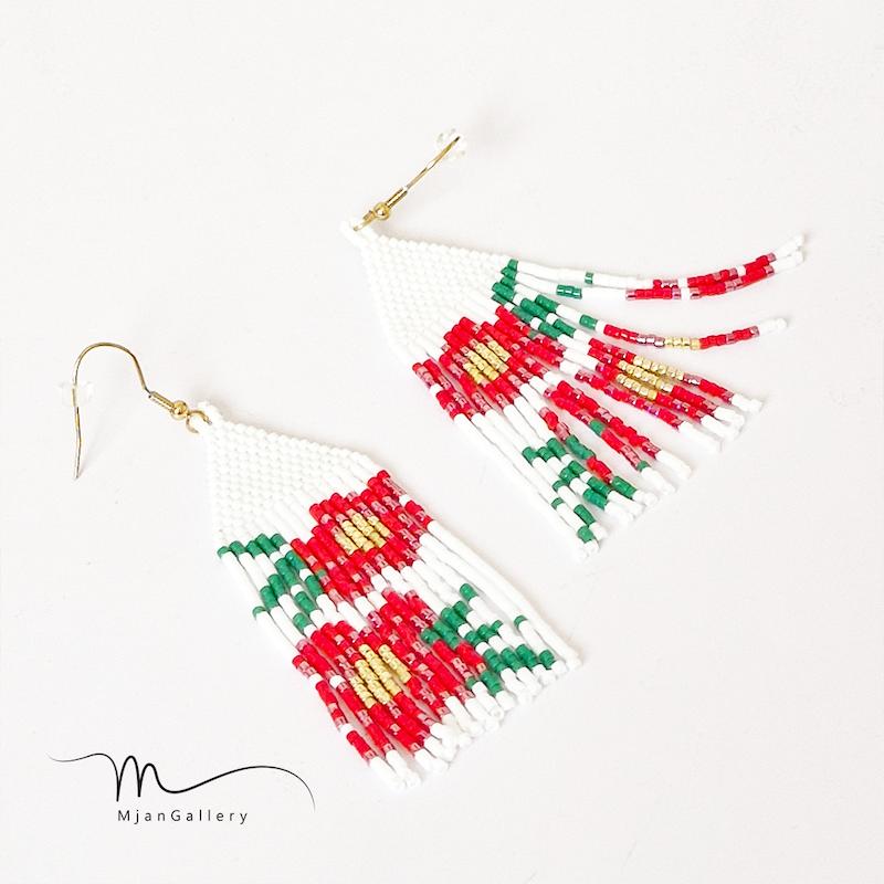 M0062 _ گوشواره گل قرمز ( منجوق میوکی )
