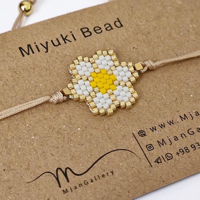 M0251 _ گردنبند، گوشواره و دستبند بابونه ( منجوق میوکی)