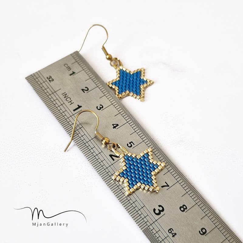 M0258 _ گوشواره ستاره آبی ( منجوق میوکی )
