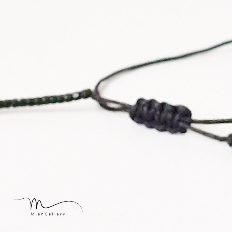 M0307 _ گردنبند، چوکر مورس مشکی، نقره ای و فیروزه پیکاسویی ( منجوق میوکی ) 1 رج 1رج تک رج یک رج