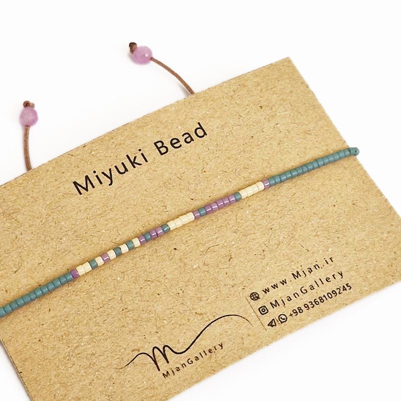 M0345 _ دستبند مورس فیلی مات، صورتی و طلایی 1 رج ( منجوق میوکی )