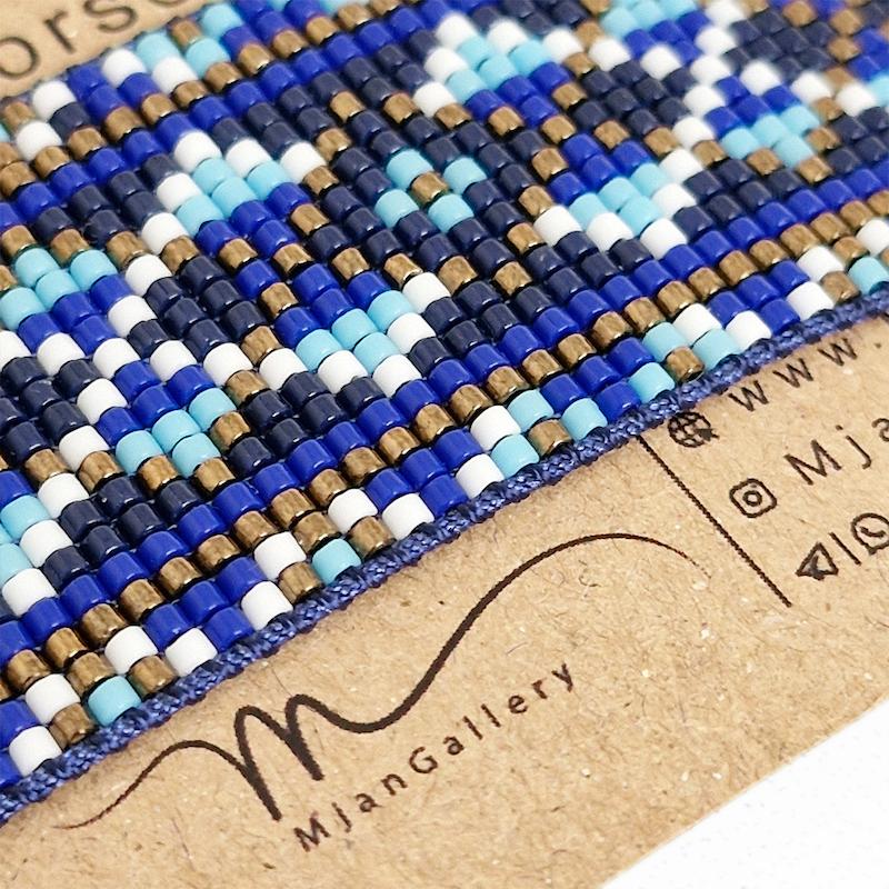 M0364 _ دستبند منجوق با طرح سنتی کاشی، منجوق برنز ( منجوق میوکی )  19 رج 19رج نوزده رج