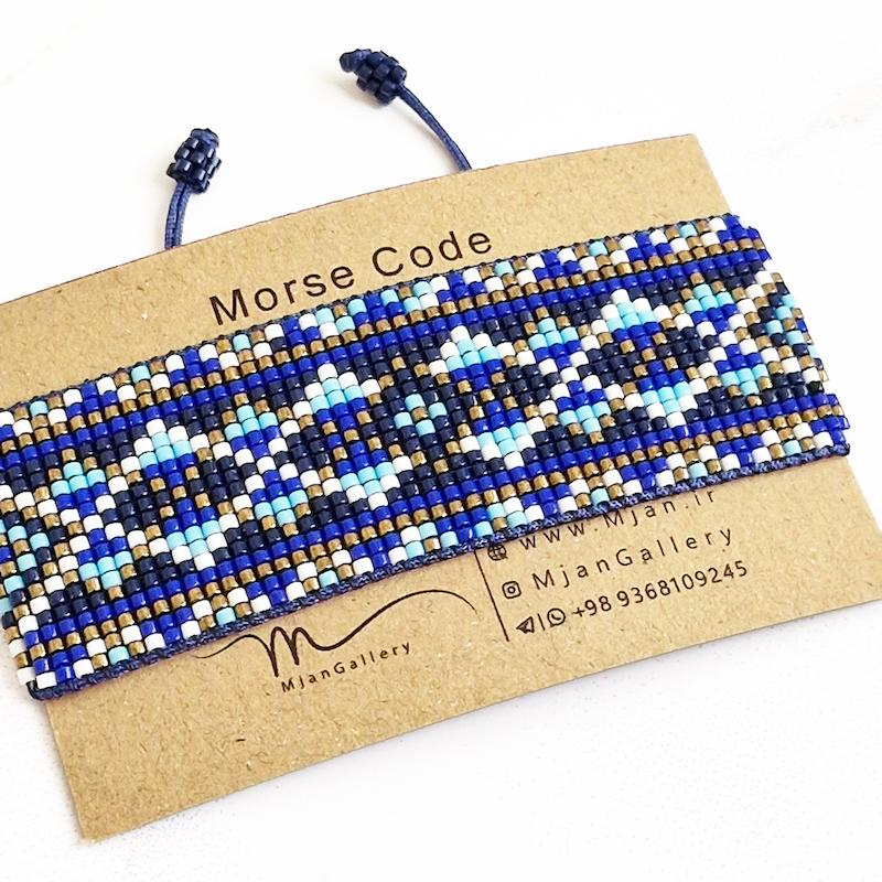 M0364 _ دستبند منجوق با طرح سنتی کاشی، منجوق برنز 19 رج ( منجوق میوکی)