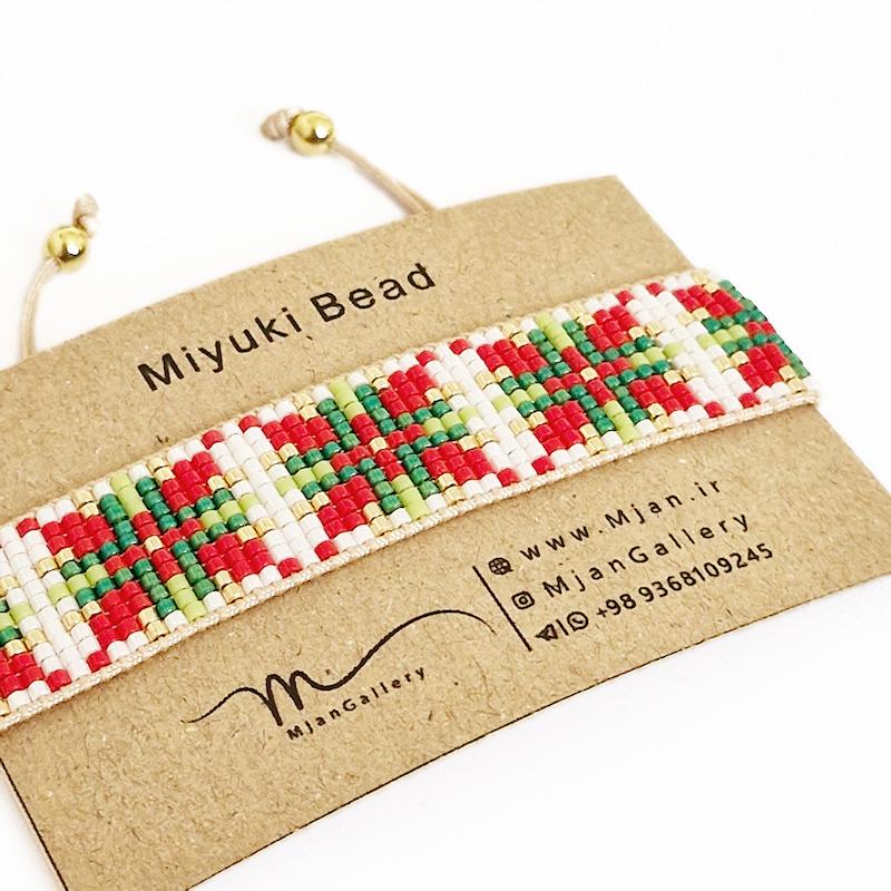 M0366 _ دستبند منجوق کریسمس، 11 رج ( منجوق میوکی) 