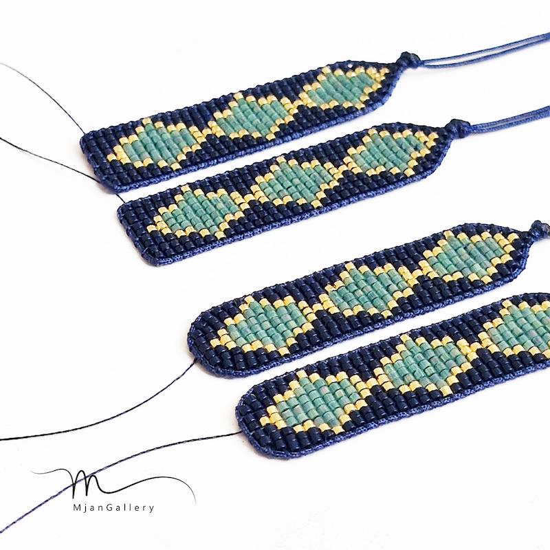 M0371 _ دستبند نیمه آماده برای پلاک، سرمه ای ابریشمی،9 رج ( منجوق میوکی )