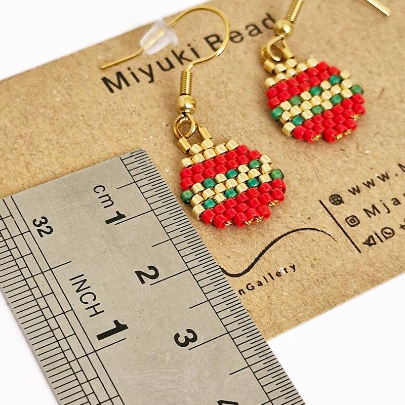M0738 _ گوشواره های کریسمسی، بابانوئل و... ( منجوق میوکی )
